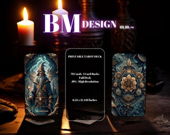 Digitale Tarot Karten, Komplettes Tarot mit 78 Karten, Tarot Karten zum Ausdrucken, Digitales Tarot Deck für Sofortige Wahrsagung und Anleitung