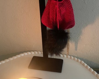 Crossbodytas met pompons van imitatievossenbont