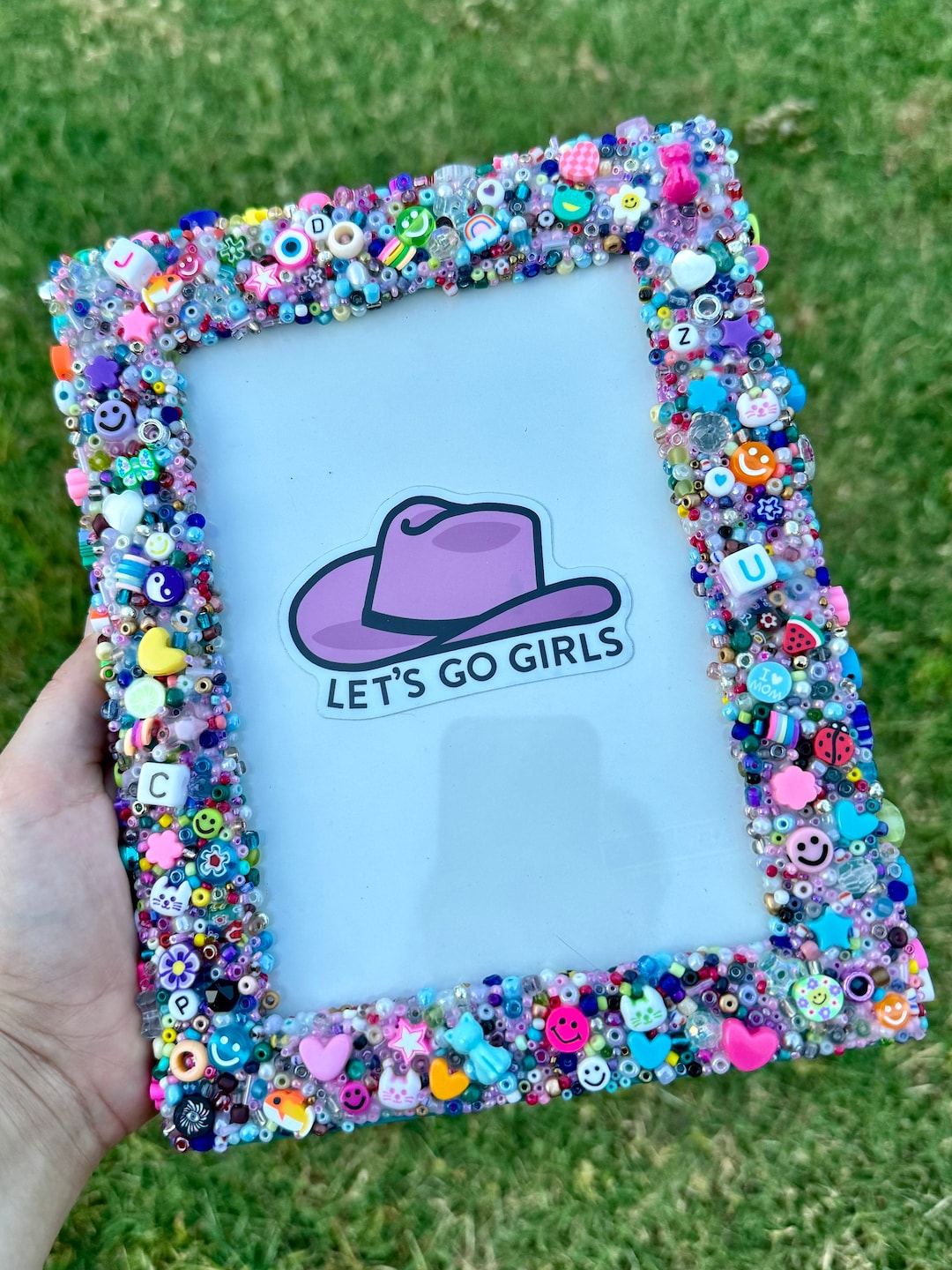 Handmade Bead Photo Frame: Polymer and Glass Bead Trim in Many Sizes ...