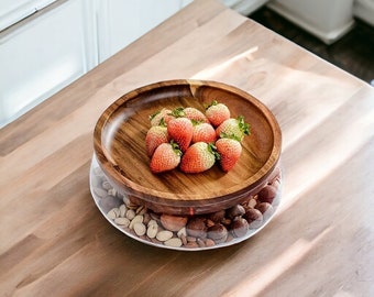 Houten Fruitschaal | Houten fruitorganizer | Tafel glazen kom | Multifunctionele organisator | Keukenapparaat | Bureaubladitem | Handgemaakte woondecoratie