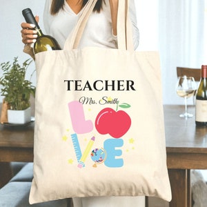 Personalized Teacher tote bag Gift for Teachers Teacher Life Tote Custom Teacher Appreciation Gift Bag Teacher Name Bag back to school gifts