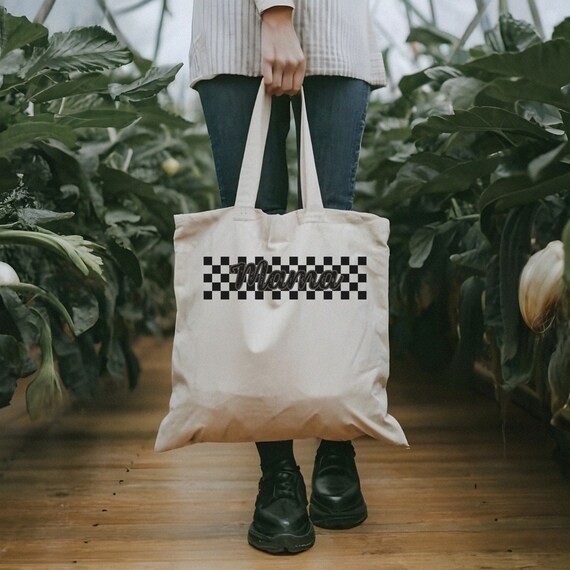 Checkered Mama Tote Bag Retro Tote Bag Mama Gift Mothers Day Gift