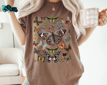 Vintage Butterfly Cottage core Camisa Polilla Estética Comfort Colors® Mariposas Amante de la Naturaleza Boho Tee Plus Tallas y Camisetas de gran tamaño salvaje