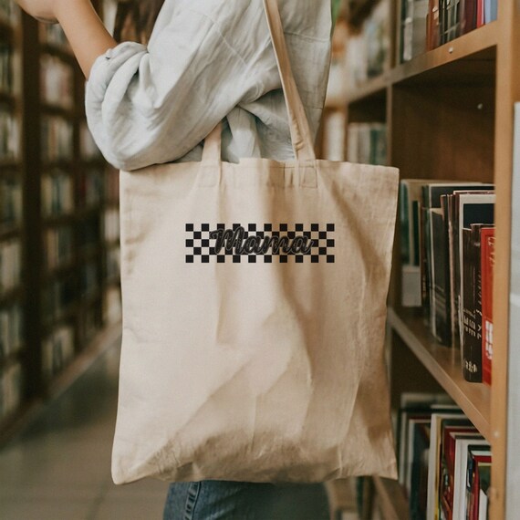 Checkered Mama Tote Bag Retro Tote Bag Mama Gift Mothers Day Gift