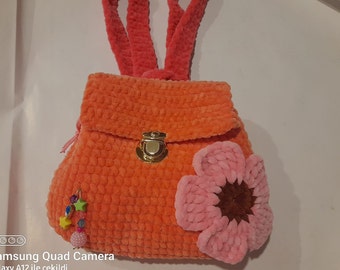 bag for girls knitted from velvet yarn