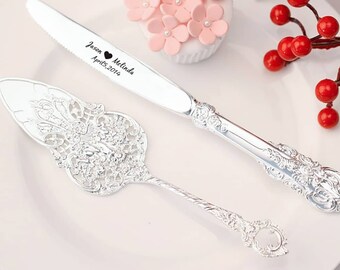 Personalized Engraved Wedding Cake Server Set, Engraved Wedding Cake Knife Set, Custom Cake Knife & Server, Custom Knife for Wedding Cakes