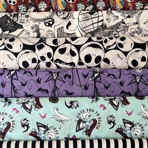 Nightmare Before Christmas Fabric Jack Skellington Sally Fabric, Disney Halloween Cotton Fabric, Gothic Quilt Fabric, NBC Fabri