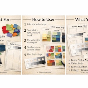Fabric Value Map Printable Fabric Collage Value Guide Light Medium Dark Quilting Planning Sheet