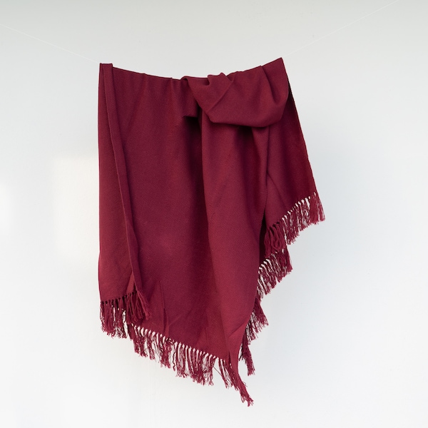 Manta de lana de llama orgánica hipoalergénica color burdeos