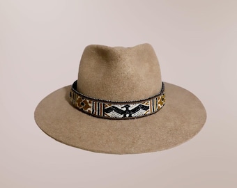 Handmade Andean Hat – 100% Peruvian Alpaca & Felt Fedora, Sustainable Inka Q’ero Woven Band, Artisan Camel Fedora