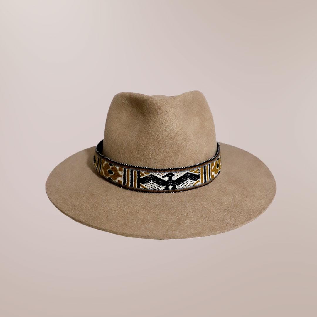 Handmade Andean Hat - 100% Peruvian Alpaca & Felt Fedora, Sustainable Inka Q'ero Woven Band, Artisan Green Fedora