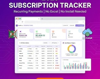 Rastreador de suscripciones 2026 / Pagos recurrentes / Sin Excel / Sin instalación