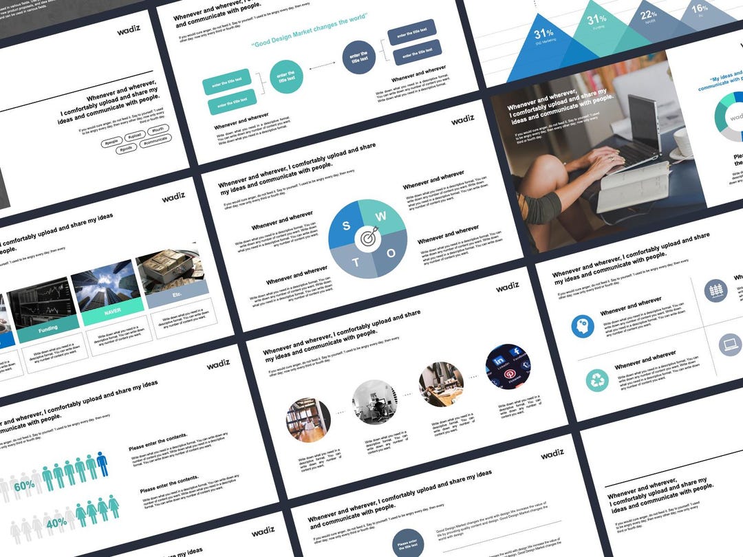 Presentation For Work Teal Business Presentation Template | 13 Minimalist Slides (canva & PPT ...