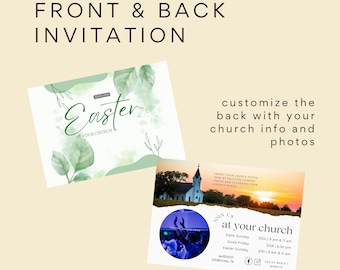 Church Invite Template, Church Invite Card Template, Easter Invitation Church, Easter Church Invite, Easter Invite, Canva Church Graphic