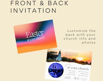 Church Invite Template, Church Invite Card Template, Easter Invitation Church, Easter Church Invite, Easter Invite, Canva Church Graphic