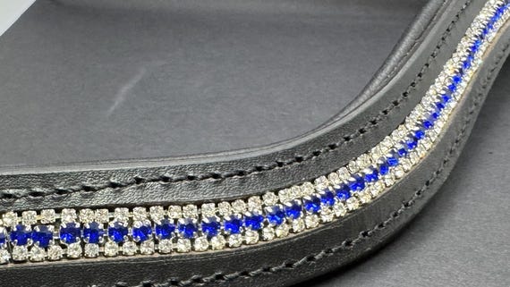 Blue and Sparkles - Pattern #503 - 17.25" Black U Browband