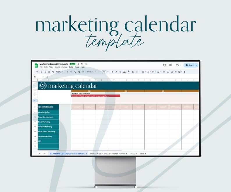 Marketing Calendar Template Google Sheets | Annual Marketing Plan for ...