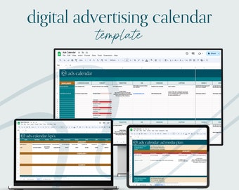 Kalendersjabloon digitale reclame, beheer van advertentiecampagnes voor digitaal marketingbureau, campagnetracking, digitale download
