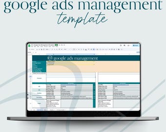 Google Ads-beheersjabloon, campagne-organisatie, freelancers en marketingprofessionals, aanpasbaar Google-spreadsheet, digitale download