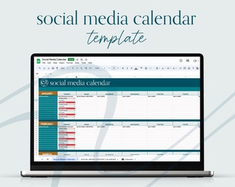 Socialmediakalendersjabloon, contentplanner voor sociale media, marketingsjabloon, freelancers, aanpasbaar Google-spreadsheet, digitale download