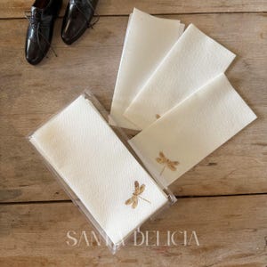 Gold Dragonfly Paper Napkins: Linen-Feel Guest Hand Towels (Set of 20)