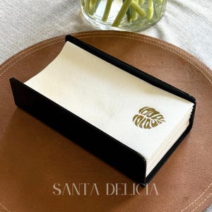 PAPER GUEST NAPKINS refill - Hand towels for bathroom with gold stamped tropical leaf, disposable textured napkins (set of 20)