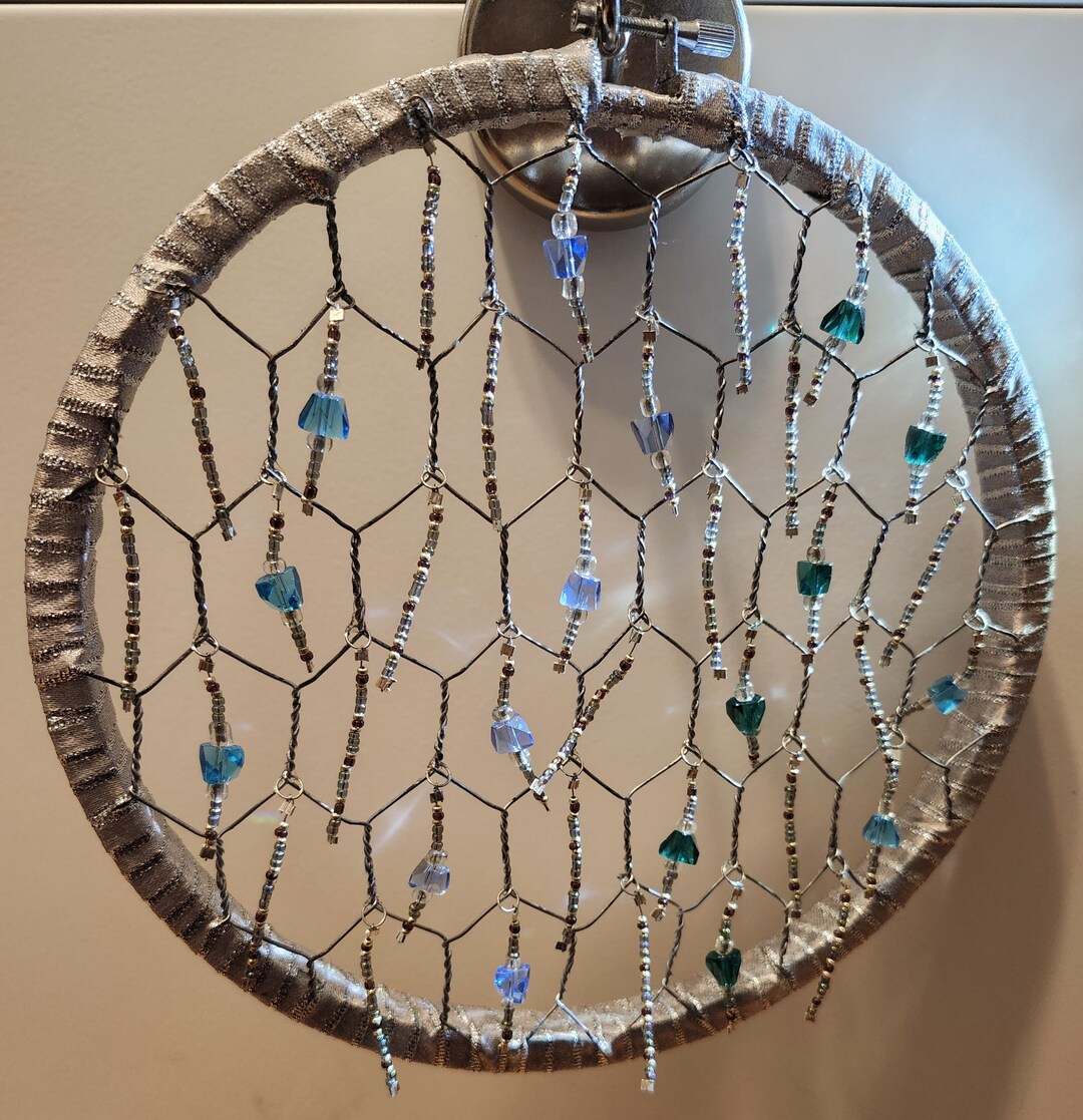 Handmade Beaded Chicken Wire Suncatcher Using 8 Inch Embroidery Hoop