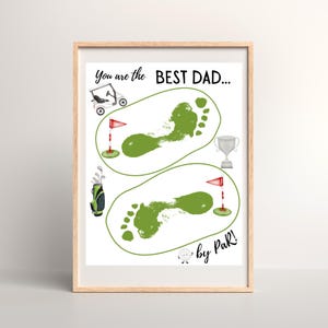 DIY Gift for Dad Father&#39;s Day Golf Footprint Craft Printable Best Dad By Par Keepsake from Baby or Kids Instant Download Art