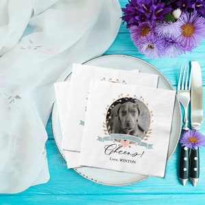 Custom Pet Wedding Napkins/Custom Illustrated Dog/Wedding Favor Napkins/Pet Cocktail Napkins/Custom Napkins wedding/Wedding Cocktail napkins
