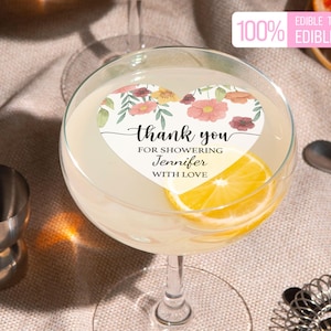 Custom Bridal Shower Drink Toppers/Thank You For Showering With Love/Wildflower Wedding Topper/Bachelorette Cake Toppers/Bridal Shower Decor