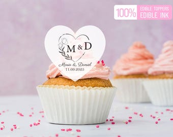 Edible Monogram Cake Toppers for Wedding Reception/Custom Wedding Cocktail Toppers/Wedding Party Decor/Signature Drink Topper/Wedding Favors