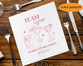 Teambruid vrijgezellen servetten/aangepaste vrijgezellenfeest cocktailservetten/vrijgezellenbrunch servetten/bruids doucheservetten/servetten repetitiediner