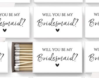 Will You Be My Bridesmaid, Custom Bridal Shower Matchboxes, Wedding Matchbook, Bridesmaid Gifts, Wedding Guest Favors, Bachelorette Matches