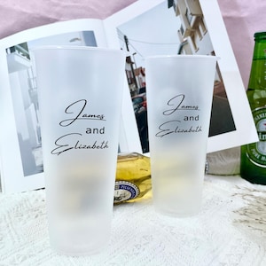 Personalized Wedding Reception Bar Frosted Cups/Modern Wedding Decor/Shatterproof Cup/Signature Cocktails Cup/Engagement Party/Wedding Favor