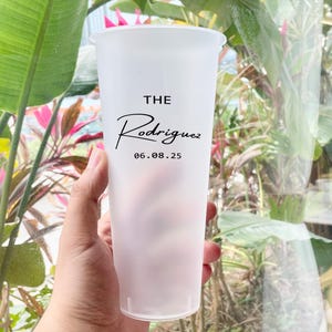 Custom Wedding Cups, Reception Bar Frosted Cups, Personalized Shatterproof Cup, Modern Wedding Decor, Rehearsal Dinner, Cocktail Frosted Cup