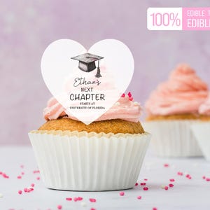 Custom Cupcake Topper for Graduation Party, Graduation Next Chapter, Personalized Graduation Drink Garnish, Class of 2025 Graduation Decor