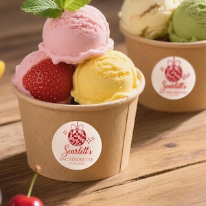 Bachelorette Ice Cream Cup with Wooden Spoon/Bulk Snack Cups Party Favors/Summer Beach Bachelorette Tableware/Paper Disposable Cups in Bulk