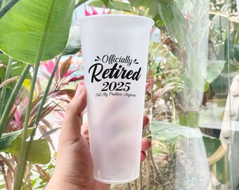Official Retirement Frosted Cup/Shatterproof Plastic Cup/Custom Disposable Cup for Retirement Party/Bulk Cocktail Cup/Nurse Retirement Decor