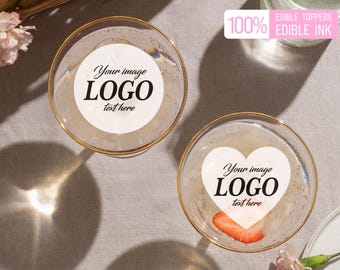 Custom Logo Drink Toppers/Cupcake Toppers mit Logo/Text/Bild/essbare Cocktail Toppers für Business/Corporate Event/Hochzeitsfeier Dekor