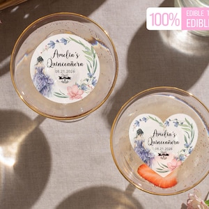 Custom Mis Quince Años Drink Toppers/Bulk Quinceanera Favors/Personalized Edible Cupcake Toppers for Quince Party/Sweet Sixteen Party Decor