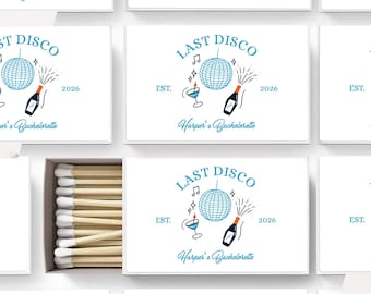 Last Disco Bachelorette Match Boxes, Custom Disco Ball Matchbooks, Bridal Shower Party Favors in Bulk, Personalized Matches for Hen Party