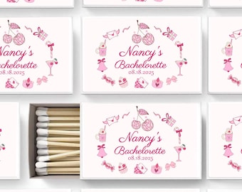 Personalized Bachelorette Matchboxes/Custom Bachelorette Matches Favors/Bridal Shower Matches/Wedding Matchbooks for Guests/Hen Party Gifts