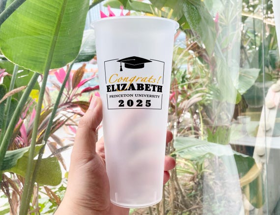 Custom Frosted Graduation Cup, Bachelor's Degree Graduation Gift, Grad Announcement Favor, PHD Graduation Present, Class of 2025, Grad Favor