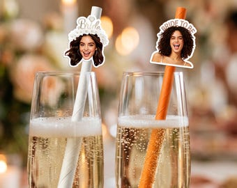 Pailles personnalisées pour EVJF, pailles pour photo de future mariée, décoration pour shower de mariage