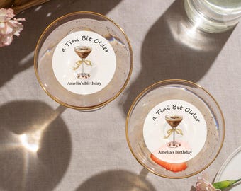 Birthday Edible Cocktail Toppers A Tini Bit Older Birthday Toppers Espresso Martini Drink & Cupcake Topper Edible Dirty Martini Drink Topper