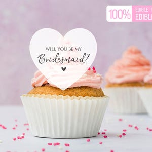 Edible Wedding Cake Topper/Will You Be My Bridesmaid/Custom Cocktail Topper for Bridal Shower Party/Bridesmaid Proposal Topper/Party Decor