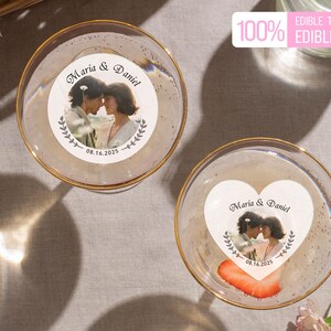 Decorazioni per cocktail nuziali con foto personalizzate all'ingrosso, decorazioni per cupcake commestibili personalizzate per ricevimenti nuziali, decorazioni per drink di fidanzamento, decorazioni per feste