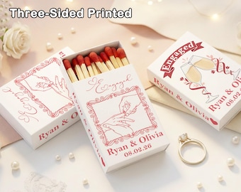 Custom matchboxes / Custom matchbook art / Bulk Engagement Favors / Bridal Shower Souvenirs / Personalized Keepsake Gift