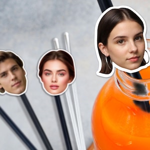 Bulk Custom Bachelorette Party Stir Sticks/Personalized Drink Stirrer with Face/Black Acrylic Cocktail Stir Sticks/Bachelorette Decorations