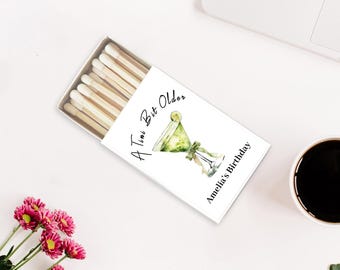 Custom Birthday Matchboxes/A Tini Bit Older Birthday Party Favor/Espresso Martini Matchbooks/Martini Themed Matches/Birthday Matchbook Label